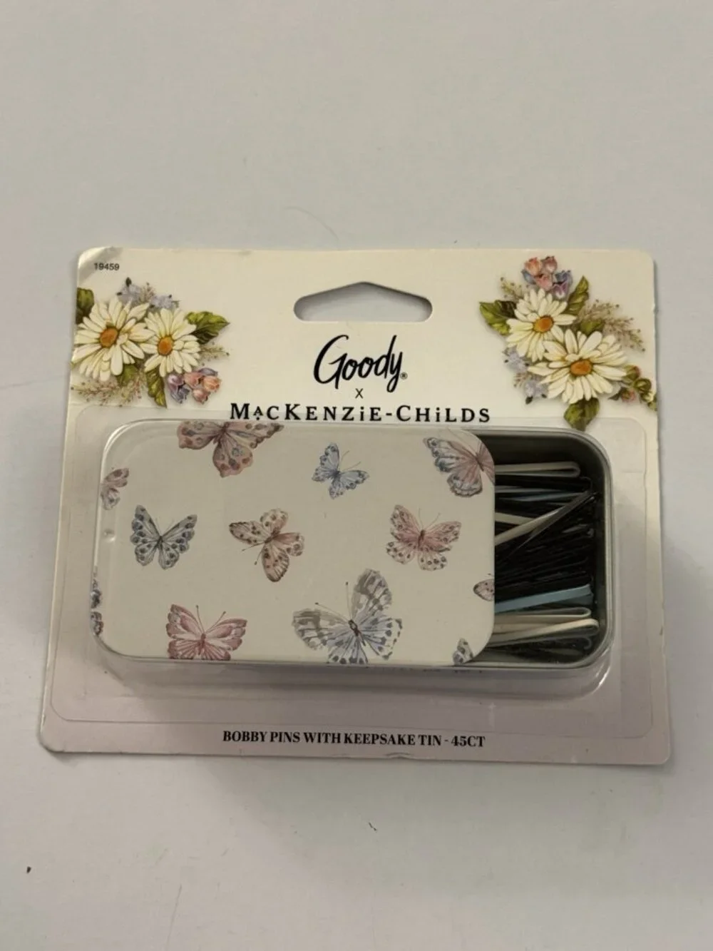 MacKenzie-Childs x Goody Bobby Pins Keepsake Butterfly Tin 45 Count New D19